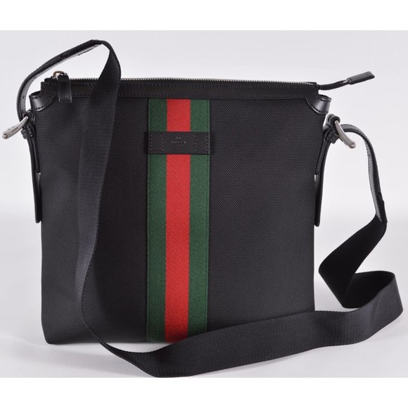 NEW Gucci 631199 Black Techno Canvas Red Green Web Messenger Bag Purse - Picture 3 of 12